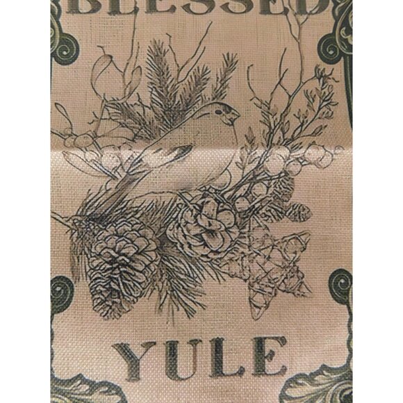 Blessed Yule Garden Flag 18x12 Bird Pinecone Banner New - Picture 5 of 8